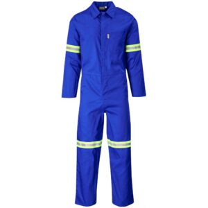 Safety Polycotton Boiler Suit - Reflective Arms & Legs - Yellow Tape