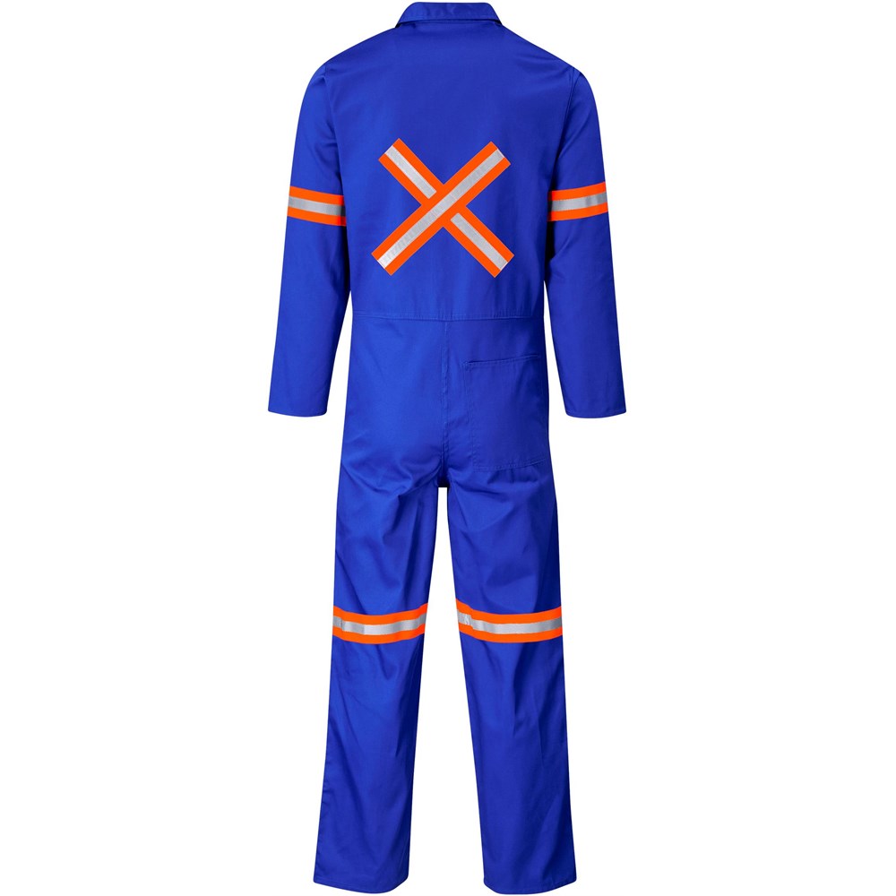 Safety Polycotton Boiler Suit - Reflective Arms Legs &Amp; Back - Orange Tape - Image 8