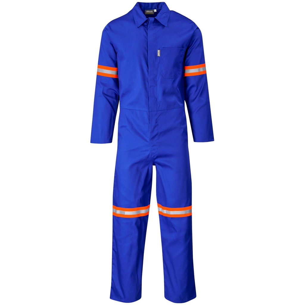 Safety Polycotton Boiler Suit - Reflective Arms Legs &Amp; Back - Orange Tape