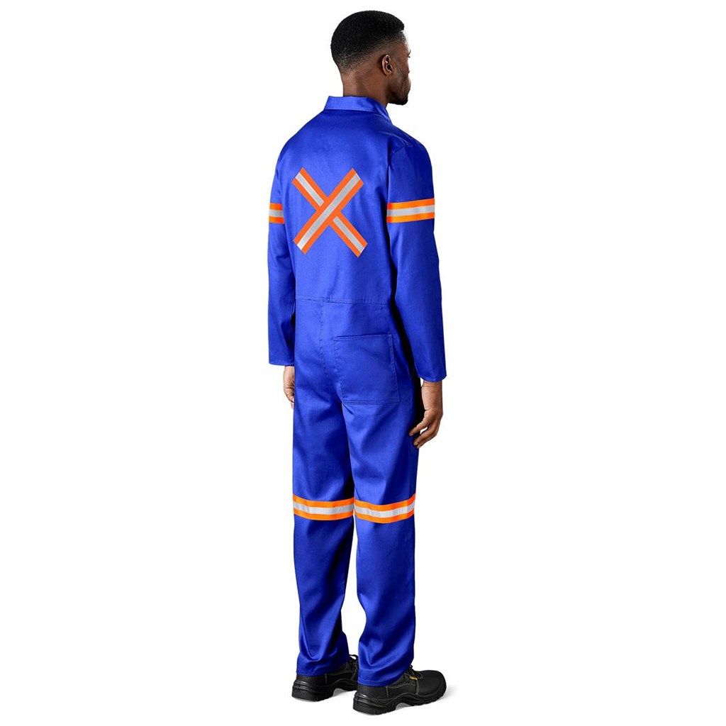Safety Polycotton Boiler Suit - Reflective Arms Legs &Amp; Back - Orange Tape - Image 6