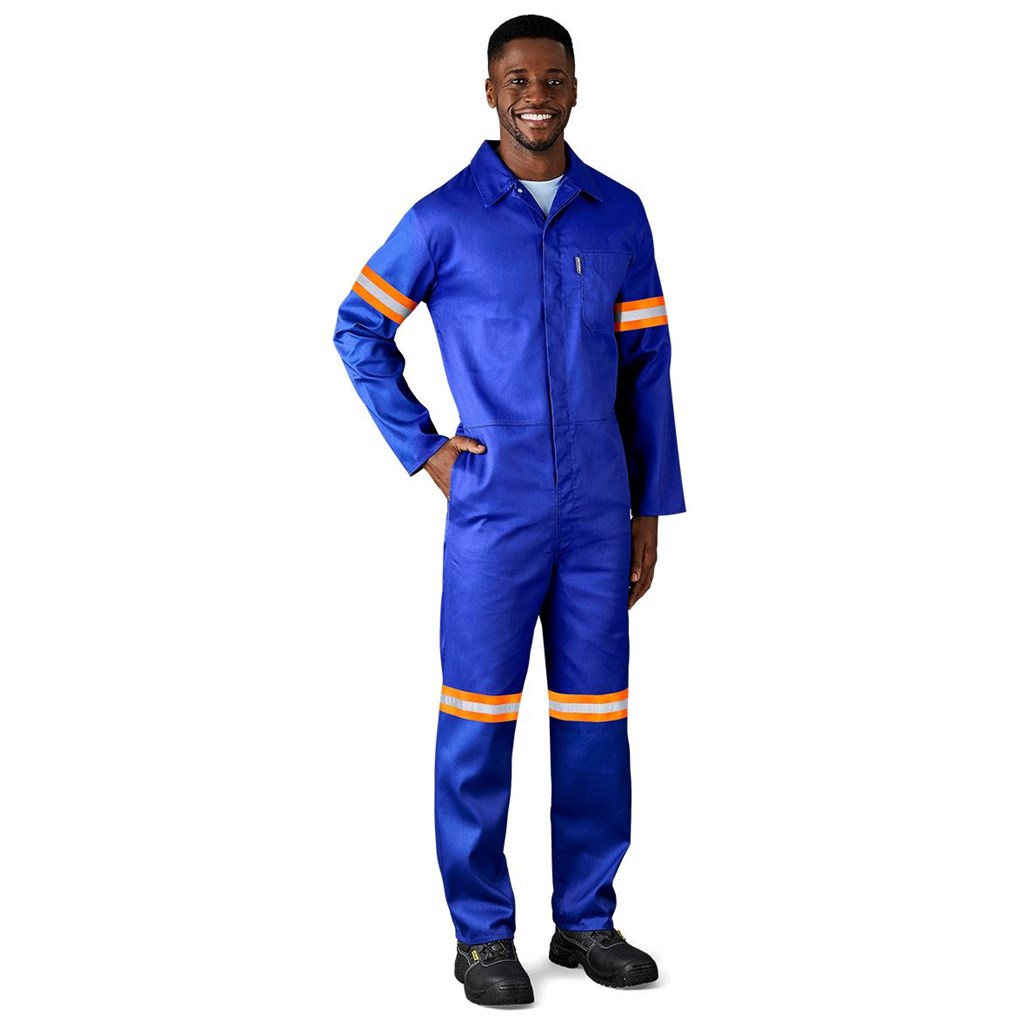 Safety Polycotton Boiler Suit - Reflective Arms Legs &Amp; Back - Orange Tape - Image 4