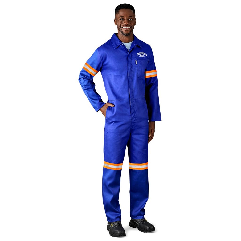Safety Polycotton Boiler Suit - Reflective Arms Legs &Amp; Back - Orange Tape - Image 5