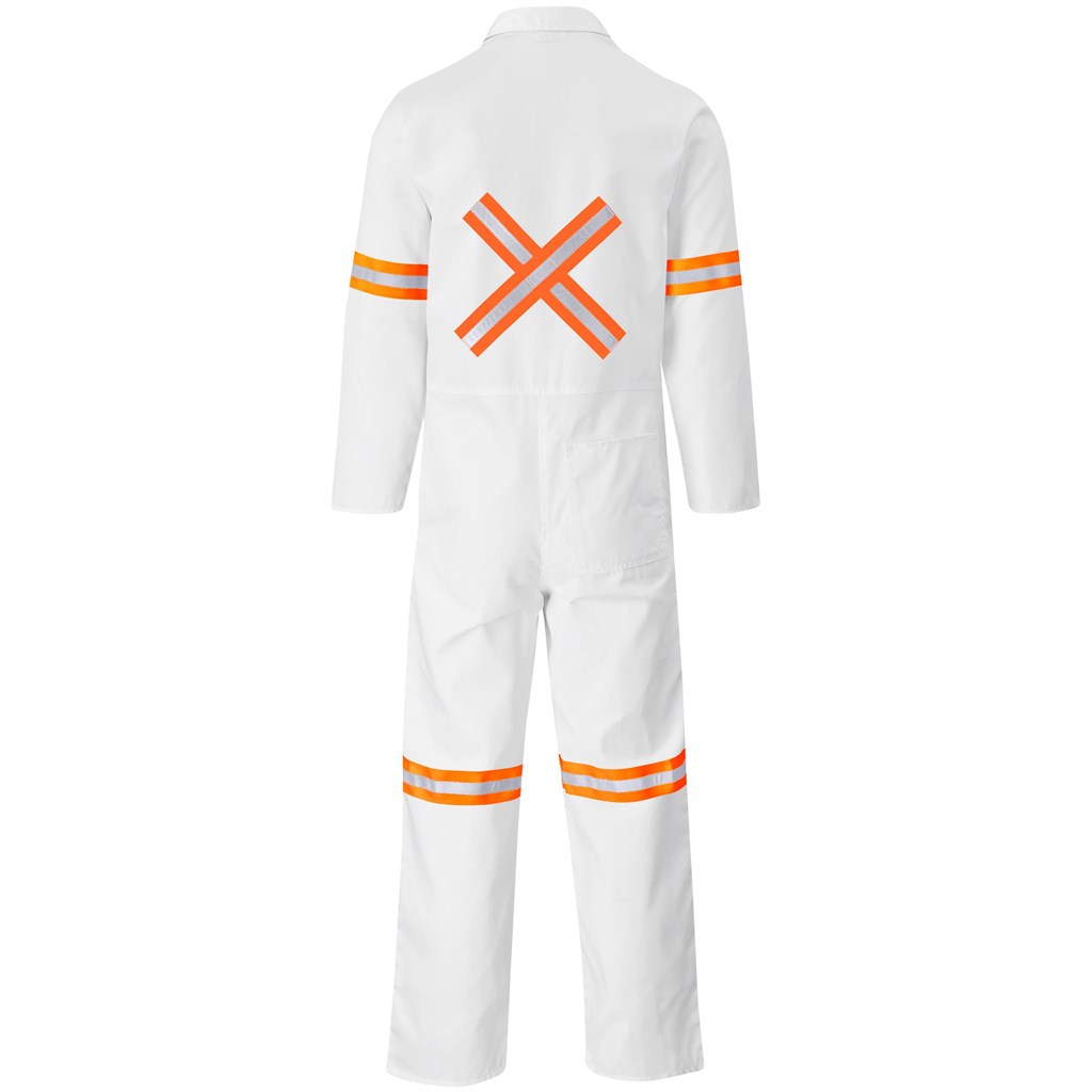 Safety Polycotton Boiler Suit - Reflective Arms Legs &Amp; Back - Orange Tape - Image 12