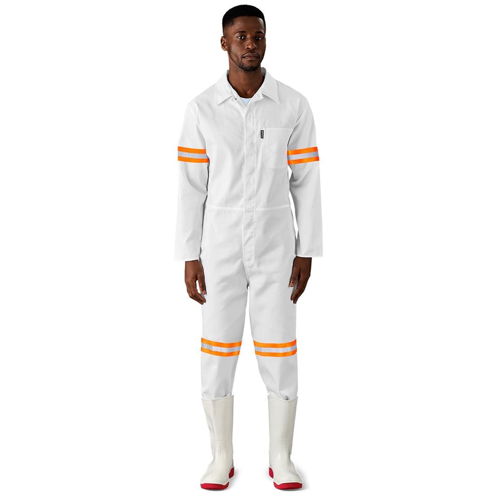 Safety Polycotton Boiler Suit - Reflective Arms Legs &Amp; Back - Orange Tape - Image 3