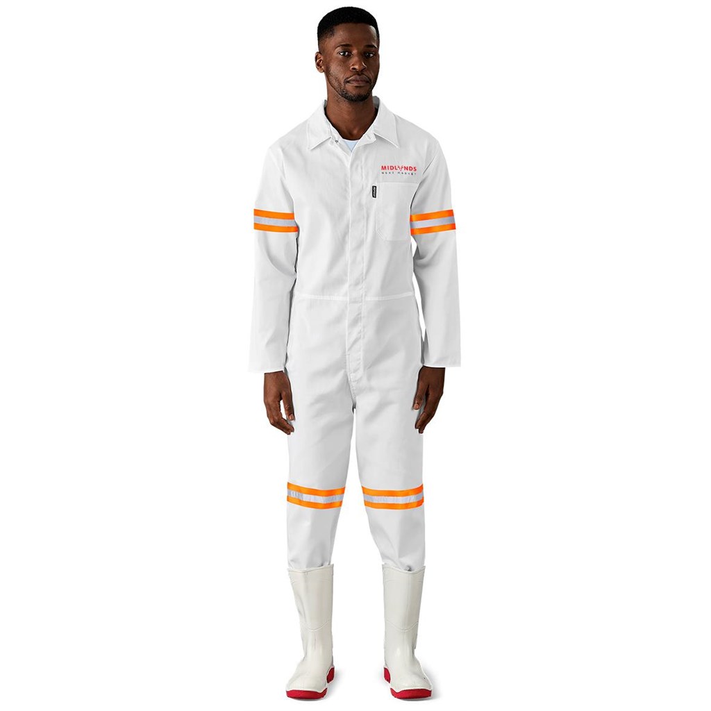 Safety Polycotton Boiler Suit - Reflective Arms Legs &Amp; Back - Orange Tape - Image 7