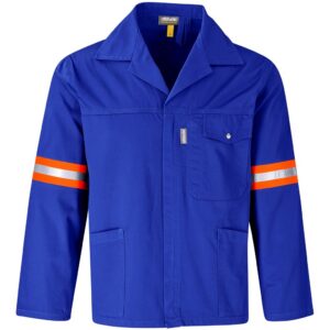 Site Premium Polycotton Jacket - Reflective Arms - Orange Tape - Royal Blue