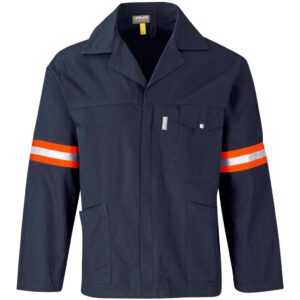 Artisan Premium 100% Cotton Jacket - Reflective Arms - Orange Tape - Navy