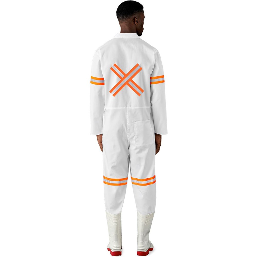 Safety Polycotton Boiler Suit - Reflective Arms Legs &Amp; Back - Orange Tape - Image 2