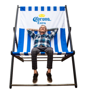 giant deck chair, oversized branded deck chair
