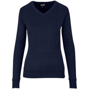 Ladies Long Sleeve Peru V-Neck Jersey - Navy
